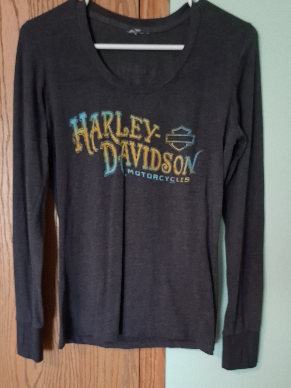 Harley-Davidson Black Long Sleeve Tee with Yellow & Blue Logo